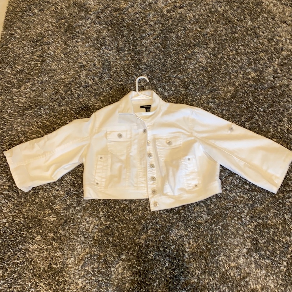 White crop Jean jacket. Ashley Stewart.